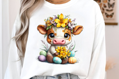 Easter Highland Cow Clipart Product Image 2