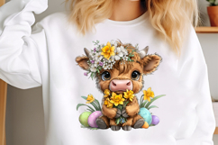 Easter Highland Cow Clipart Product Image 3