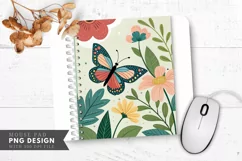 Butterfly Blossoms Nature Journal Mouse Pad PNG Design Product Image 1