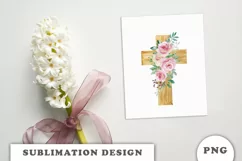Watercolor Floral cross sublimation Png Product Image 4