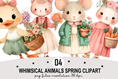 Whimsical Animals Spring Clipart Watercolor png Product Image 1
