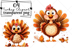 Whimsical Turkey Clipart Watercolor PNG Product Image 1