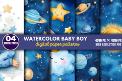 Watercolor Baby Boy Scenes-Paper PNG Product Image 1