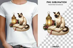 Christmas bookish cat png design for T-shirts Product Image 4