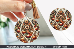 Flower Keychain Sublimation - Autumn Keychain PNG Design Product Image 1