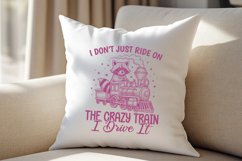 I Drive The Crazy Train Funny Raccoon SVG Sarcastic T-Shirt Product Image 4