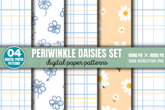 Periwinkle Daisies Set Digital Paper Background Bundle PNG Product Image 5