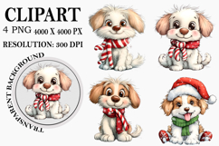 Whimsical Christmas Dog Clipart Watercolor PNG Product Image 1