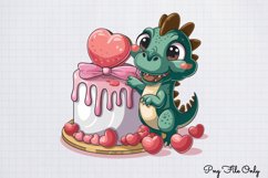 Peeking Dinosaur Valentines Day Clipart PNG Product Image 1