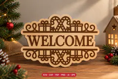 Christmas Welcome Sign SVG - Laser Cut Door Sign Product Image 1