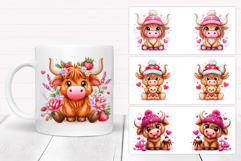 Highland Cow Mug Bundle. Cute Cow Mug Sublimation Product Image 3