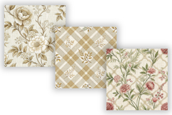 Fabric Toile Digital Paper Pack, Vintage Floral Toile Product Image 4