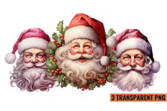 Watercolor Vintage Pink Santa Claus Clipart, PNG Product Image 1