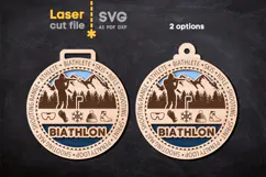 Biathlon Sport Medal SVG laser cut files for Glowforge Product Image 3