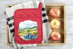 Blue Farm Truck Illustration, Farm Pumpkins Sublimation PNG Product Image 4