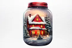 Christmas in Jar Watercolor Clipart PNG Product Image 4