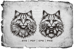 Romantic Rose Cat Line Art Product Image 4