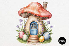 Easter Mushroom Houses Clipart PNG Product Image 4