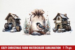 Cozy Christmas Farm Watercolor Sublimation Product Image 1