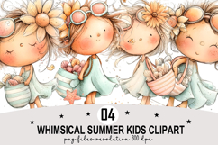 Whimsical Summer Kids Clipart Watercolor Png Product Image 1