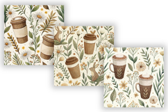 Coffee &amp; Wildflowers Seamless Pattern, Cozy Floral Coffee Product Image 4