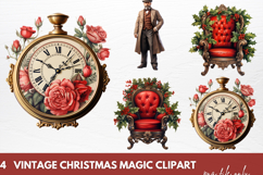 Vintage Christmas Magic Clipart Sublimation Product Image 1