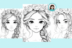 Black and White Line Art Portraits for Coloring Product Image 3