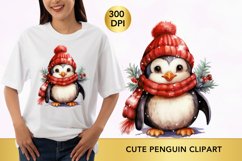 christmas cute penguin clipart, penguin sublimation Product Image 1