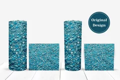 Crystals Tumbler Sublimation, Blue Glitter Tumbler Template Product Image 4