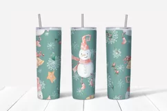 Christmas cute snowman Skinny tumbler wrap design Product Image 6