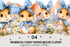 Whimsical Funny Spring Mouse Clipart Watercolor png Product Image 1