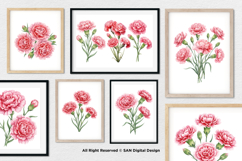 15 Bundle Watercolor Carnations Flower Botanical Bouquet Product Image 4