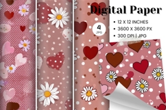 Heart Pattern Valentines Background Wallpaper Digital Paper Product Image 1