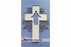 Jesus Cross SVG Laser cut file | Christian floral Cross SVG Product Image 3