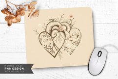 Botanical Heart Pattern Mouse Pad PNG Design Product Image 1
