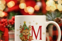 Christmas Alphabet Ornament PNG Boy Reindeer Initial Letter Product Image 3