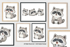 15 Bundle Watercolor Raccoon Cute Baby Animal Forest Wild Product Image 4