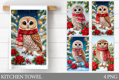 Christmas Owl Kitchen Towel. Christmas Owl Kitchen Towel Product Image 1