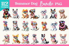 Cute Summer Dog Clipart | Floral Dog Sublimation Bundle Product Image 4