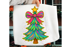 Colorful Coquette Pink Christmas Tree Merry and Bright Png Product Image 3