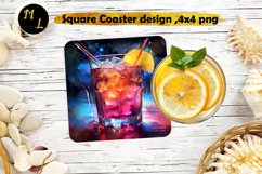 Cocktail Square Coaster sublimation,Cocktail Coaster png Product Image 1