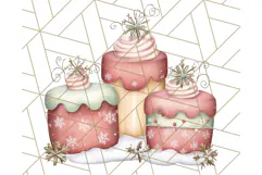 Christmas Cake Clipart PNG, Cottagecore Holiday Desserts Product Image 4