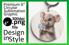 Cute Mouse and Floral Round Design PNG Product Image 1
