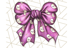 Muted Halloween Bow Clipart, Fall Ribbon PNG Autumn Hair Bow Product Image 4