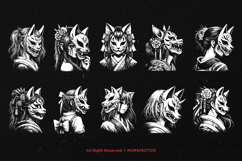10 Bundle Dark Art Kitsune Girl Mask Japanese Fox Geisha Product Image 6
