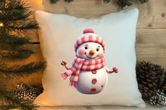 Pink Christmas Snowman Clipart, Christmas PNG Product Image 4