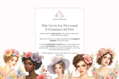Watercolor Vintage Floral Ladies Clipart Bundle Product Image 4