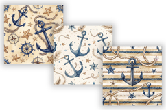 Navy Anchor Digital Paper Pack, Seamless Watercolor Nautical Product Image 4