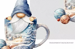 Watercolor Christmas gnome in tea mug, Gnome PNG Product Image 4