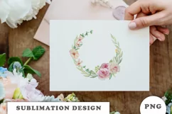 Watercolor flowers wreath PNG Product Image 4